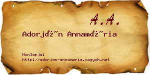 Adorján Annamária névjegykártya